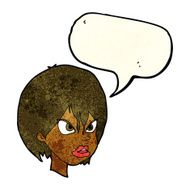 cartoon annoyed woman with speech bubble N64