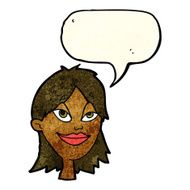 cartoon happy woman with speech bubble N88