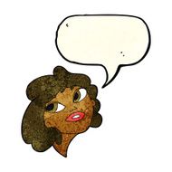 cartoon happy woman with speech bubble N89