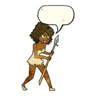 cartoon cave girl with speech bubble N3
