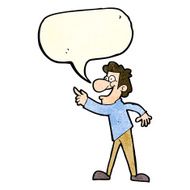 cartoon man pointing and laughing with speech bubble N11