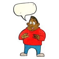 cartoon excited overweight man with speech bubble N3