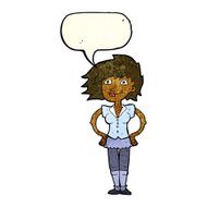 cartoon woman with hands on hips speech bubble N75