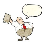 cartoon happy boss with file speech bubble N4