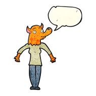 cartoon fox woman with speech bubble N2
