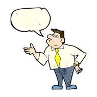 cartoon businessman asking question with speech bubble N4