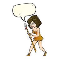 cartoon cave girl with speech bubble N4