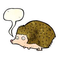 cartoon hedgehog with speech bubble N4