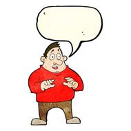 cartoon excited overweight man with speech bubble N4