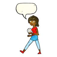 cartoon soccer girl with speech bubble N3