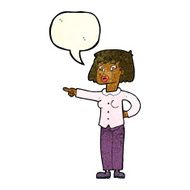 cartoon woman pointing with speech bubble N76