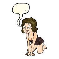 cartoon funny sexy woman with speech bubble N4