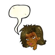 cartoon female face with speech bubble N46
