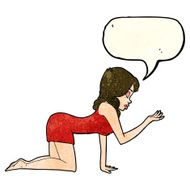 cartoon woman on all fours with speech bubble N7