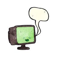 cartoon computer screen with speech bubble N3