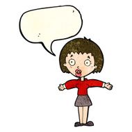 cartoon shocked woman with speech bubble N33