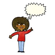 cartoon woman asking question with speech bubble N10
