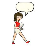 cartoon soccer girl with speech bubble N4