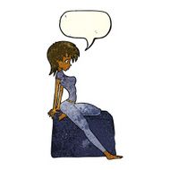 cartoon pin up pose girl with speech bubble N2