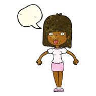 cartoon woman shrugging shoulders with speech bubble N171