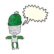 cartoon robot wearing hat with speech bubble N2