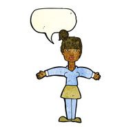cartoon woman shrugging shoulders with speech bubble N172