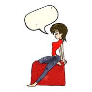 cartoon pin up pose girl with speech bubble N3