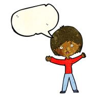 cartoon worried woman with speech bubble N26