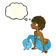 cartoon pretty mermaid with speech bubble N11