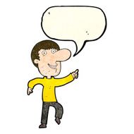 cartoon happy man dancing with speech bubble N13