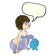 cartoon pretty mermaid with speech bubble N12