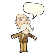 cartoon angry old man with speech bubble N47