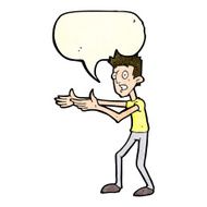 cartoon man desperately explaining with speech bubble N4