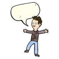 cartoon startled boy with speech bubble N10