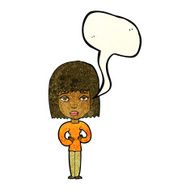 cartoon woman indicating self with speech bubble N4