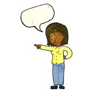 cartoon woman pointing with speech bubble N77