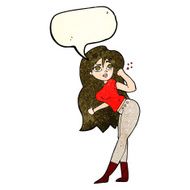 cartoon woman raising fist with speech bubble N4
