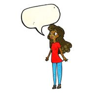 cartoon pretty girl with speech bubble N37