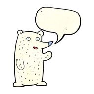 cartoon waving polar bear with speech bubble N18
