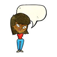 cartoon confused woman with speech bubble N29
