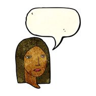 cartoon serious woman with speech bubble N6
