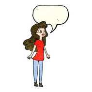 cartoon pretty girl with speech bubble N38