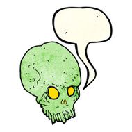 cartoon spooky skull with speech bubble N48