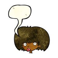 cartoon surprised woman with speech bubble N83