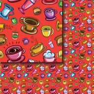 Seamless coffee cups pattern