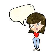 cartoon confused woman with speech bubble N30