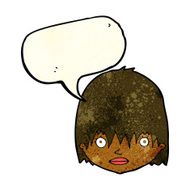 cartoon staring woman with speech bubble N16