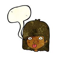 cartoon surprised woman with speech bubble N84