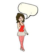 cartoon attractive office woman with speech bubble N4