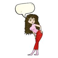 cartoon attractive woman looking surprised with speech bubble N4